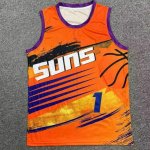 NBA 1 Booker Suns Hip hop basketball Maillot orange imprimé